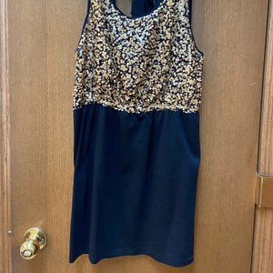 Black and Gold Sequin Mini Dress